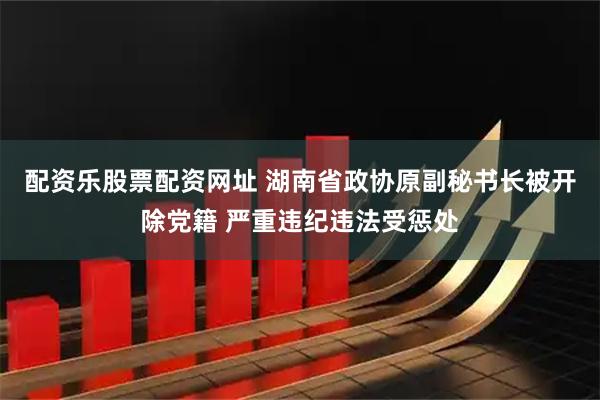 配资乐股票配资网址 湖南省政协原副秘书长被开除党籍 严重违纪违法受惩处